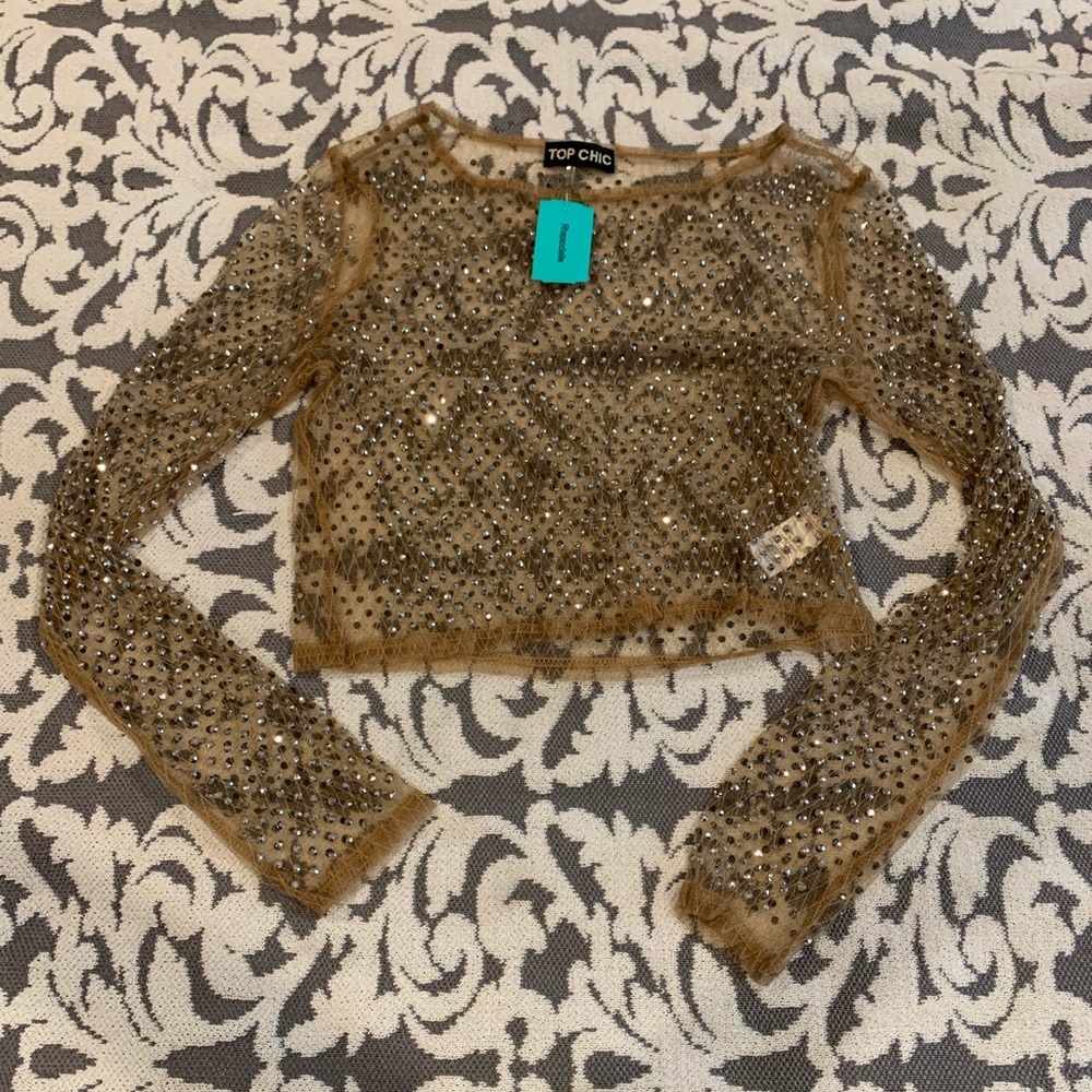 Mesh Sparkle Crop Top NWT
